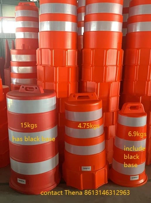 Orange PE Traffic Drum Crash Barrels Road Safety Barrel Warning Reflective Barrier