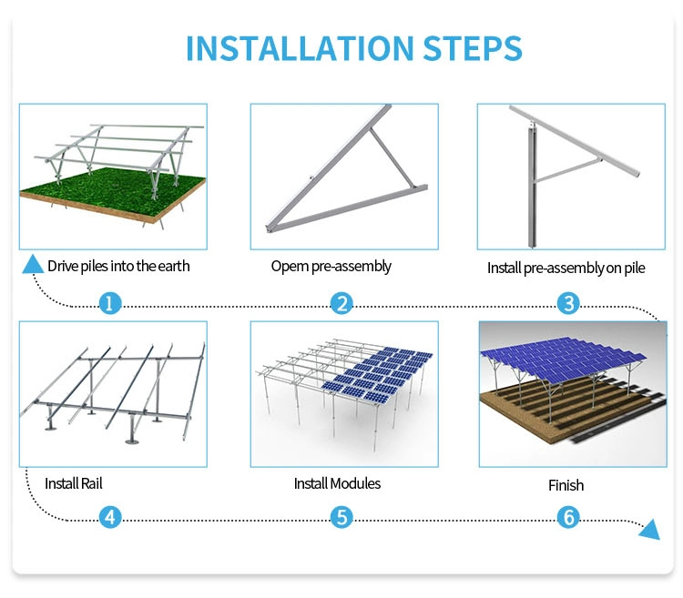 Solar Panel Mounting Bracket Ground Mounting Solar Structure with Ground Screws Pile Foundation