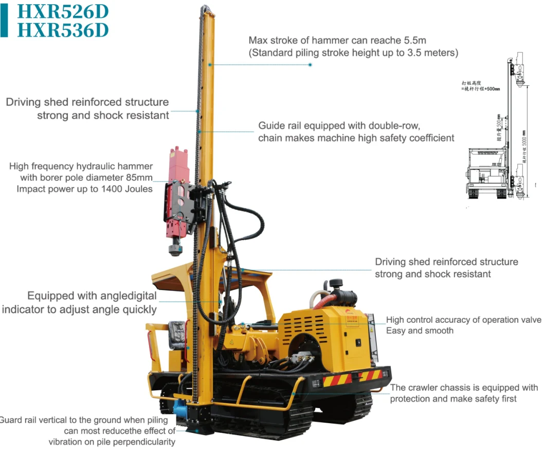 Pile Driving Machine PV Power Station Ground Drilling Solar Panel Plant Pile Ramming Machine Vibrating Pile Driver