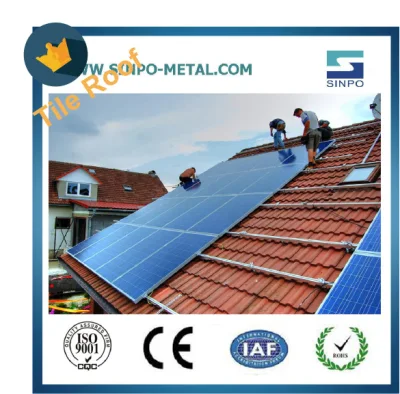 CE TUV Approved 5kw 10kw 20kw PV Panels Solar Rails Tile Pitched Flat Roofs Solar Mounting System for System