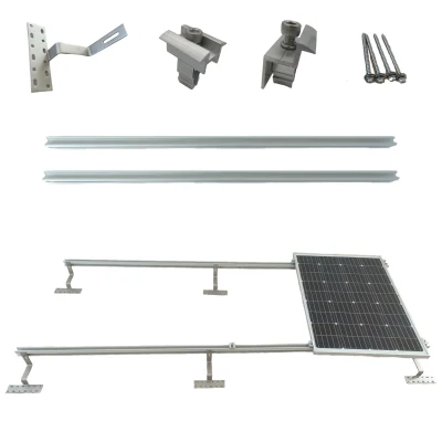 Roof Mounting Solar Tile Roof Hooks Aluminium Rail End MID Solar Clamp PV Rooftop Railing Mounting System